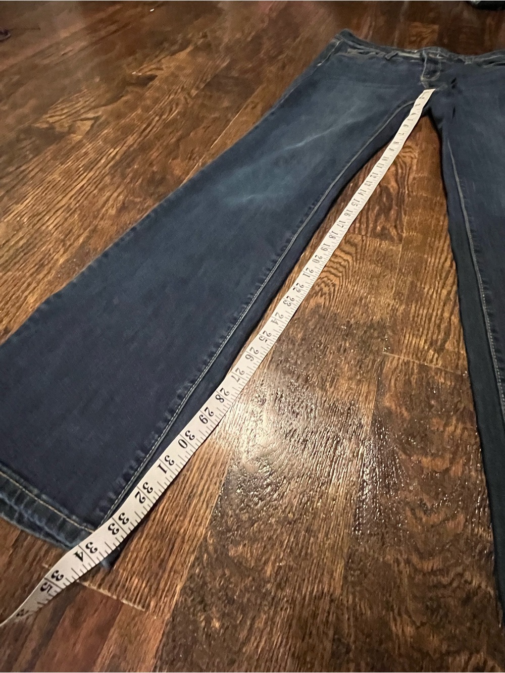 Mossimo 34 inch inseam Low Rise Bootcut Denim Jeans Dark Wash Long - Picture 7 of 7